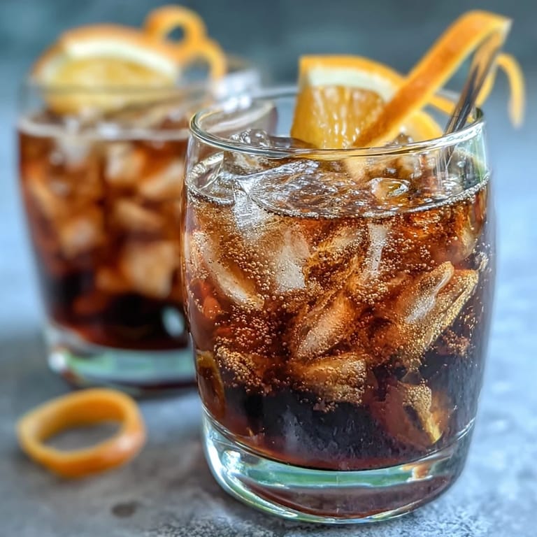 Sparkling cold brew coffee tonic with fresh orange zest garnish, served chilled in tall glasses.