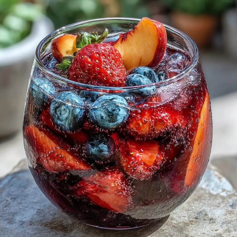 Vibrant alcohol-free Summer Sangria Mocktail garnished with fresh mint, perfect for hot days.