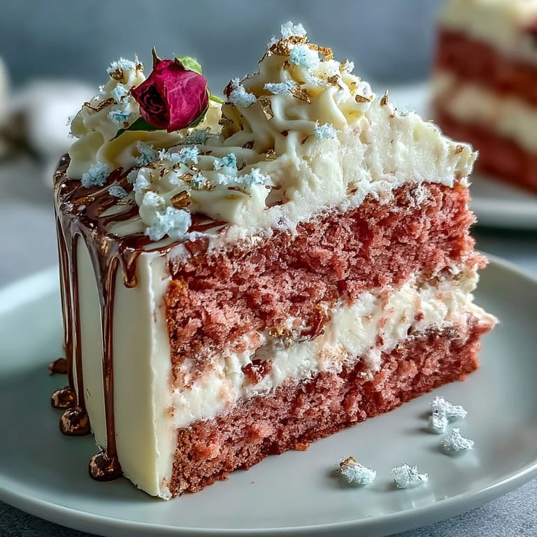 Taste the celebration: Bridal Shower Rosé Velvet Cake, beautifully gilded for guests.