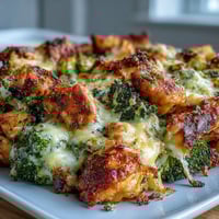 Golden ranch chicken breasts and crisp broccoli roast together on a sheet pan, topped with bubbling cheddar cheese.