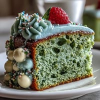 Mini matcha birthday cake with creamy vanilla frosting, perfect for smashing at brunch celebrations.